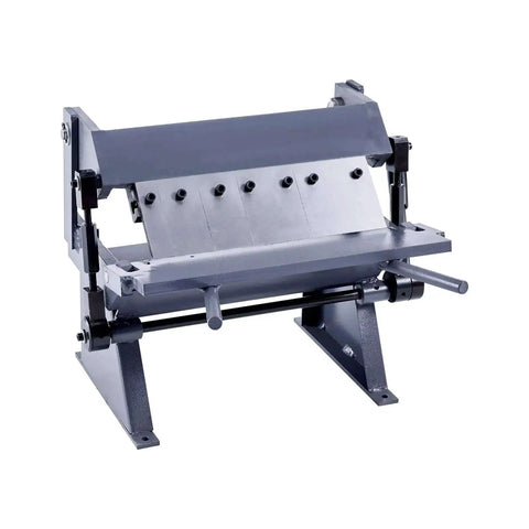 Box And Pan Brake For Sheet Metal Bending Up To 12 Inches Wide With 20 Gauge Mild Steel Capacity 0 To 135 Degree shown front view.