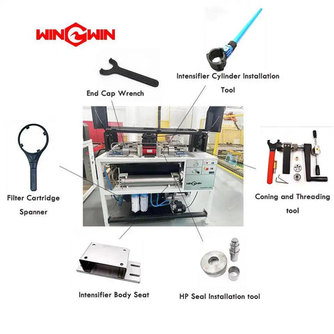 Waterjet Cutting Machine Spare Parts Outlet Poppet Check Valve Poppet No 0110391 Replacement Part For Waterjet Systems For Sale Pro Grade Durable Valve Fitting with tools and components displayed