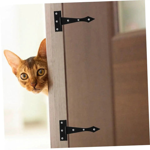 8 Piece Heavy Duty Iron Cabinet Hinges For Doors Tee Hinges installed on a cabinet door with a smooth finish and high load capacity