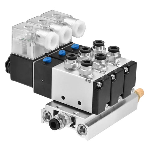 All-In-One Electrical Pneumatic Triple Solenoid Valve 4V210-08 DC24V PT1 Quarter Inch Port 5 Way 2 Position Internally Piloted Valve Kit