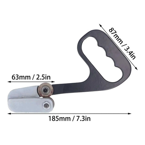 Stainless Steel Metal Sheet Cutter Hand Plate Shear Dope Manual Cutting Tool with round edge blades, shown with measurements