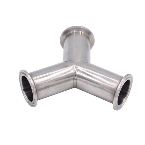Stainless steel tri-clamp Wye fitting, 1.5 in pipe OD, three-way tee