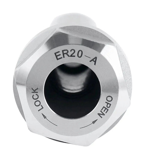 ER20 Collet Chuck Extension Rod For Milling And Drilling With Three Quarter Inch Straight Shank, shown from top view