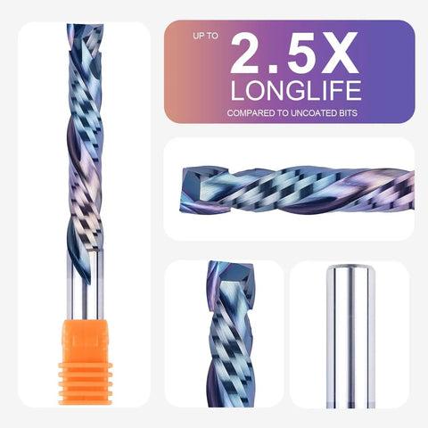 Compression Spiral Router Bit With One-Half Inch Shank Up Down Carbide CNC Bit For Wood Carving, Three-Inch Cutting Length