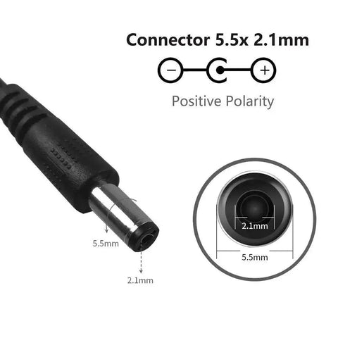 Close-up view of connector showing positive polarity for 24V Power Cord Replacement Charger Cable For Essential Oil Diffusers And Humidifiers Plug And Play AC To DC Adapter With Foldable Plug For 100Ml 120Ml 300Ml And 500Ml Diffusers Compatibility With Popular Models.