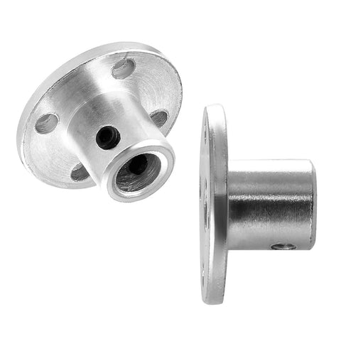 Bonsicoky 6mm bore flange coupling hubs, silver metal, pair for rigid shaft alignment