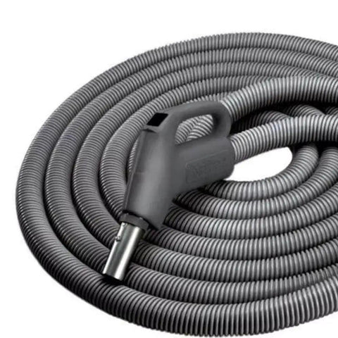 Current-Carrying Crush-Proof Central Vacuum Hose With Swivel Handle, 30 Foot Length, 1.38 Inch Inner Diameter, Dark Gray