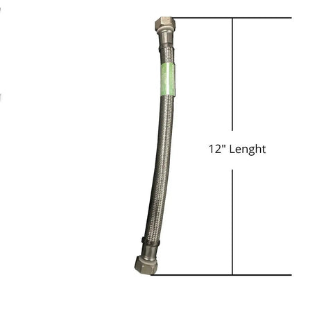 12 Inch Braided Stainless Steel Water Heater Connector Hose 3/4 Inch FIP X 3/4 Inch FIP Female Iron Pipe Thread Flexible Leak Proof