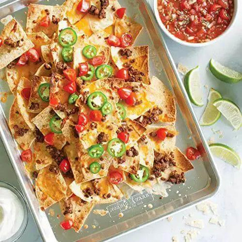Naturals Half Sheet Pan Set Of 2 For Baking And Roasting With Pure Aluminum For Superior Heat Conductivity And Even Browning Encapsulated Galvanized Steel Rim Prevents Warping Usa Made Pro Grade Bakeware with nachos