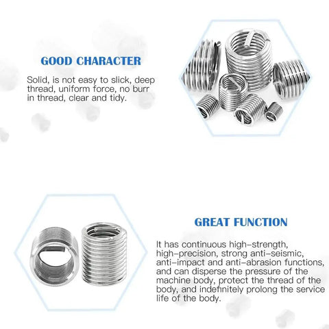 200 Pcs Stainless Steel Wire Thread Inserts Kit M3 M4 M5 M6 M8 M10 M12 Helical Coil Sleeves For Automotive And Machinery Repairs
