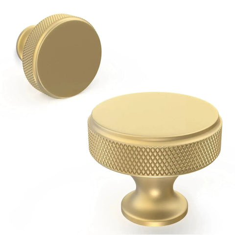 10 Pack Brushed Gold Cabinet Knobs With Gold Knurled Drawer Pulls Solid Kitchen Hardware For Cabinets Closets Drawers Dressers