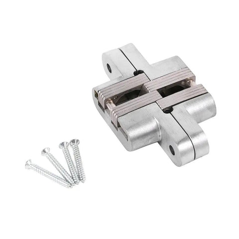 Hidden Hinge Zinc Alloy Concealed Cabinet Hinges For Doors 180 Degree Rotation Invisible Cross Style With 94mm Opening