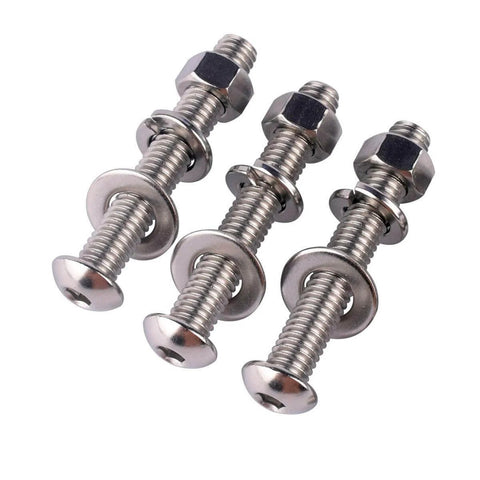 10 Set 1/4-20 By 2 Inch Button Head Socket Cap Screws With Nuts Flat Washers And Lock Washers, 304 Stainless Steel 18-8, Silver Hardware