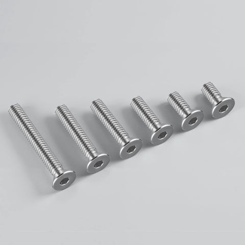 Flat head socket bolts, 1/4-20 x 1-1/4 in, stainless steel, full thread, six pieces