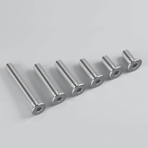 Beefy 1/4-20 Socket Head Cap Screws Set, 2 Inch, Full Thread, 30 Pieces, 304 Stainless Steel 18-8 Countersunk Bolts aligned in a row