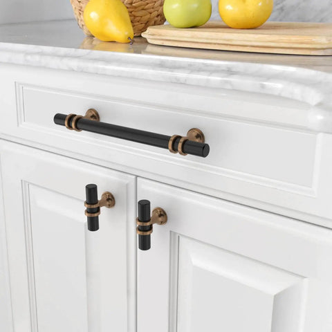 10 Pack 5 Inch Matte Black And Champagne Bronze Cabinet Handles For Kitchen Cabinets Cabinet Pulls Cupboard Drawer Hardware