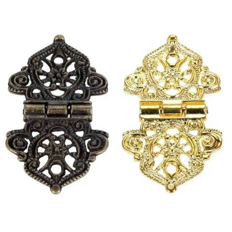 Set Of 10 Antique Lace Hinges With Screws For Doors Cabinets Drawers And Furniture Decorative Old School Hinges front view