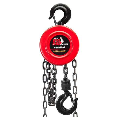 1 Ton Hand Chain Hoist With Mechanical Load Brake, 8 Ft Lift, Dual Heavy Duty Hooks, 2,000 Lb Capacity, 1/4 Inch Alloy Steel Chain