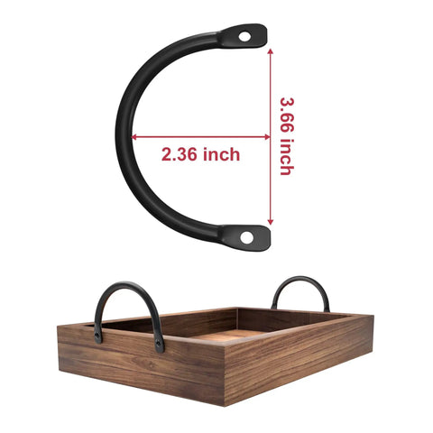 Metal Rustic Curved Tray Handles Pack of 4 for Serving Trays Cutting Boards Charcuterie Boards and Wood Boxes Side Fixing Hardware