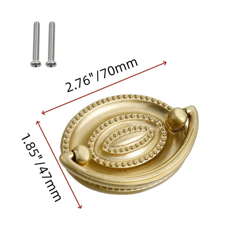 Solid Brass Vintage Drop Ring Pulls Set 2 Pack For Drawers Dresser Cupboards Wardrobes And Kitchen Cabinets With Single Hole Design Hand Polished Finish 70x47 Mm Retro Ring Pull Hardware For Furniture Restoration And New Installations