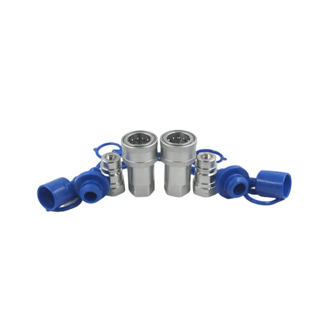 2 Set 1/2 Inch NPT ISO 5675 Ag Hydraulic Quick Connect Tractor Couplings Ball Valve Pioneer Type Set With Dust Cap