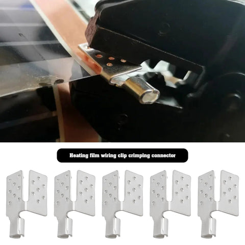 YINETTECH 10pc crimp connector mounting clamps for infrared heating foil, silver metal