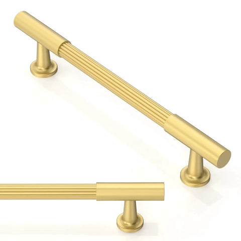 10 Pack Brushed Gold Cabinet Pulls 5 Inch 128mm Solid Heavy Duty Zinc Alloy Drawer Handles For Kitchen Cupboards And Cabinets