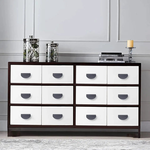 Dresser with Four Pack Half Moon Cabinet Pulls 2.5 Inch Semicircle Drawer Handles in Black Solid Brass for Modern Interiors
