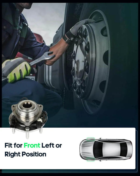 Mechanic installing Front Hub Assembly with Wheel Bearing Replaces OE513188 for Chevrolet Trailblazer 2002-2009, GMC Envoy.