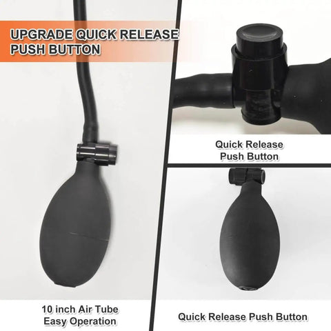 Pro Grade Air Wedge Bag Pump Kit With Six Pack And Four Plastic Tools medium size black pump with quick release button