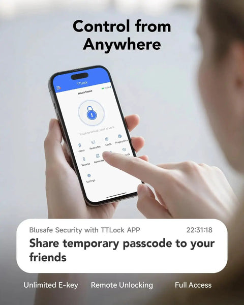App interface on phone for Smart Fingerprint Door Lock With Keypad For Front Door, Childproof Deadbolt To Prevent Escape, IC Card Access.
