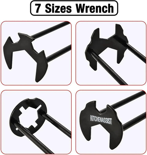 Four jaw hex spanner of Two Pack Basin Wrench Set For Tight Spaces Universal Faucet Nut Tool Seven Size Adjustable Plumber Wrenches.