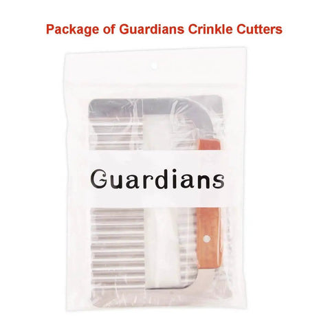 Crinkle Slicer Set Of 2 For Wavy Fries And Veggies With Stainless Steel Blade And Wooden Handle From Guardians in packaging.