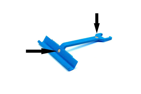 Magnetic PPC and PPF Clip Cleat Tool for 6 Inch Duct, durable metal with 16 gauge jaw, blue handle designed for seam welds in tight spaces