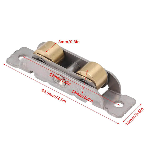 4 Pack Sliding Patio Door Rollers Replacement For Aluminum Glass Doors With Adjustable Rear Wheels Beefed Up Heavy Duty Yellow Zinc Plated Flat Wheel Durable Roller Set Made From Stainless Steel And Copper Bearings, front view