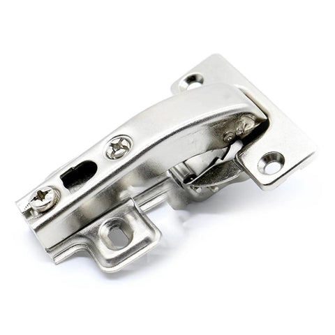 Nickel-plated steel hinge from 2pcs Set 90 Degree Concealed Door Hinges For Kitchen Cabinets And Wardrobes With Soft Close Damper And Full Installation Kit Including Screws Quiet Self Closing Design For Easy Cabinet And Closet Upgrades.