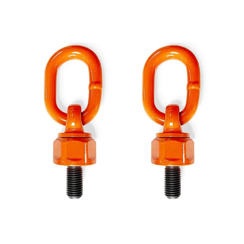 2 Pcs Eye Bolt M10 X 19 Universal Swivel Hoist Rings 360 Degree Rotation 0.6 Ton Max Load Alloy Steel With Metric Threads visible on white background