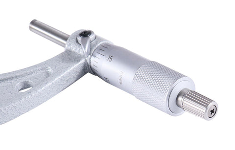 Close-up of Ultra Precision Six Piece Outside Micrometer Set With Dial Bore Gauge Kit 0 To 6 Inch Range Pro Grade Micrometers.