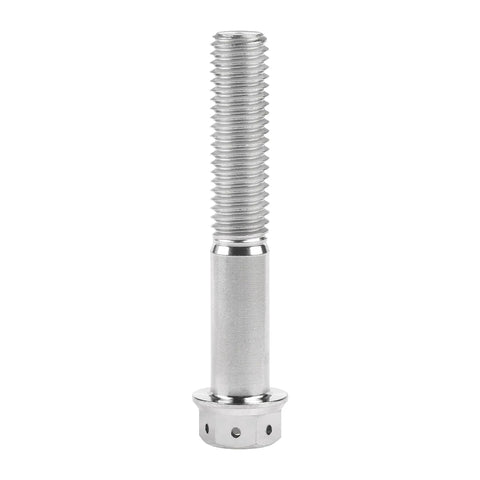 Titanium Flange Hex Head Bolts M10 X 60mm With 1.25mm Pitch showing side view, silver finish, Grade 5 titanium, for auto and bike projects.