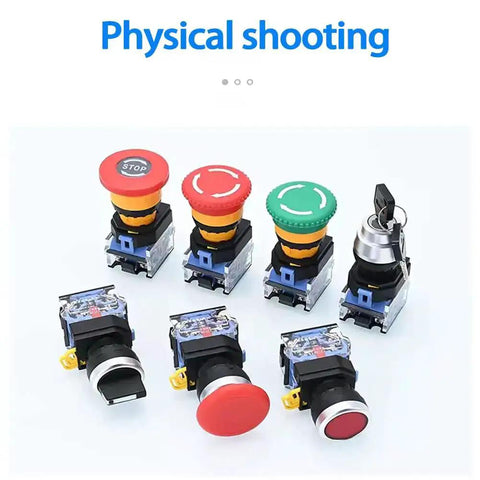Green Yellow 22mm Emergency Stop Button Switch No Nonsense Momentary Push Button E Stop Button 1NO 1NC 10A 660V ABS Keycap