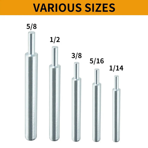 Drop-In Anchor Setting Tool For Concrete, 3/8 Inch 16 Thread, Carbon Steel With Zinc Plating For Rust Resistance, 1 Piece, shown in various sizes.