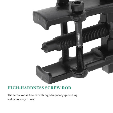 Close-up of the high-hardness screw rod on the 4 Inch Two Jaw Gear Puller With Adjustable Jaws For Auto Maintenance And Flywheel Removal.