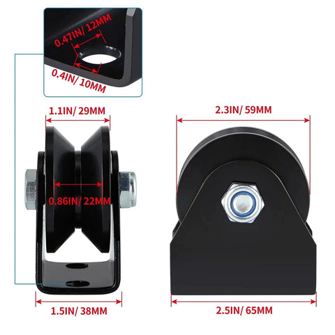 Four Pack V Groove Caster Two Point Five Inch Wheel Sliding Gate Wheel Rigid Caster for Rolling Gates and Fences Sawmill Use diagram