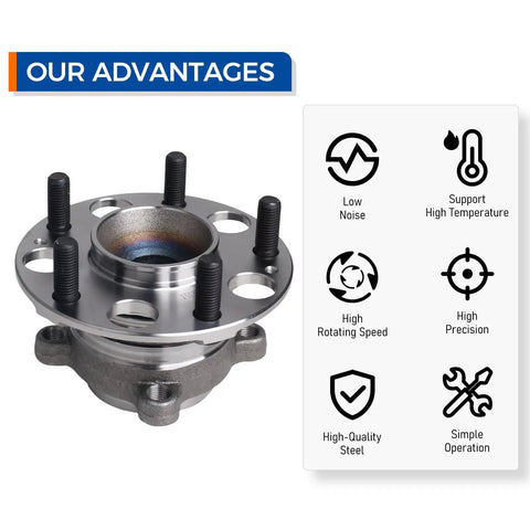 Direct-Fit Rear Wheel Bearing And Hub Assembly for 2009-2014 Acura TSX and 2008-2012 Honda Accord with 5-lug and encoder ABS