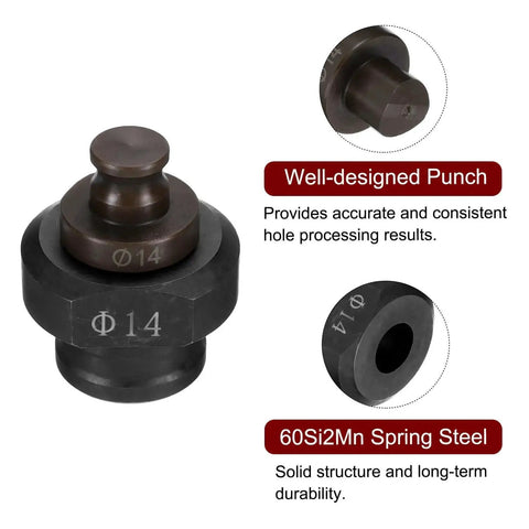 Fourteen Millimeter Hydraulic Hole Punch Kit for Electric Punching Machine MHP-20 JP-20, heavy-duty die, 60Si2Mn steel, marked Ø14.