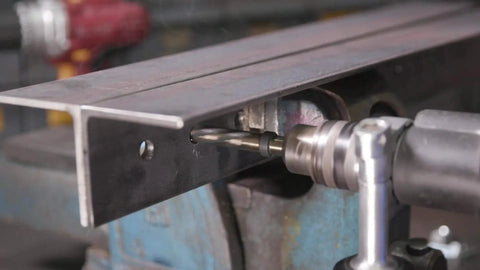Five Eighth Inch Bridge Reamer For Construction And Hole Alignment With Half Inch Shank DWR Series in use on metal beam