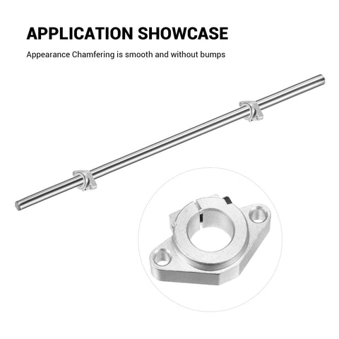 SHF16 aluminum linear rail supports, 4-pack, clamps on a 12mm guide rod; close-up of oxidized fixing seat.