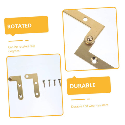 Close-up of Hidden 360 Degree Rotating Hinge Set for Cabinets and French Doors by HOMSFOU in gold finish, screws included.