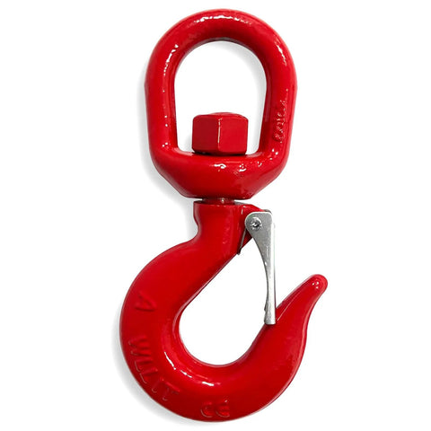 1 Ton Heavy Duty Swivel Hook With Safety Latch 360 Degree Rotating Crane Lifting Eye Hook For Crane And Lifting Chains Port Transportation 2200 Lbs Capacity Red