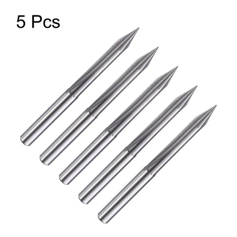 Pro Grade CNC V Bit Set Five Pack 30 Degree One Eighth Inch Shank 0.1mm Tip Carbide Engraving Bits For Wood Plywood Acrylic MDF